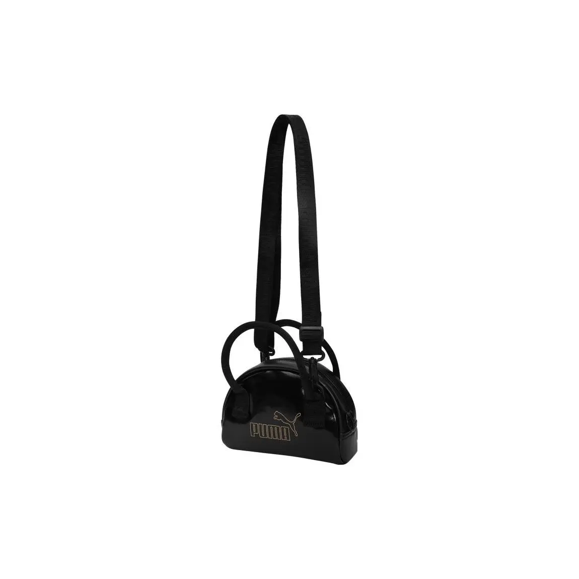 Puma Quilted Crossbody Bag for Women – Gold-Embossed Logo, Faux Leather, Black and Gold