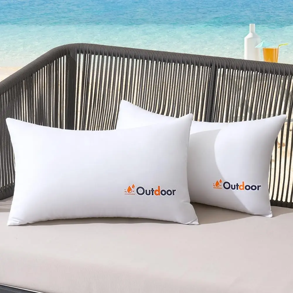Pack of 2 Outdoor Waterproof 12x20 Inch Throw Pillow Inserts, Decorative Water-Resistant Cushions for Patio GardenGift