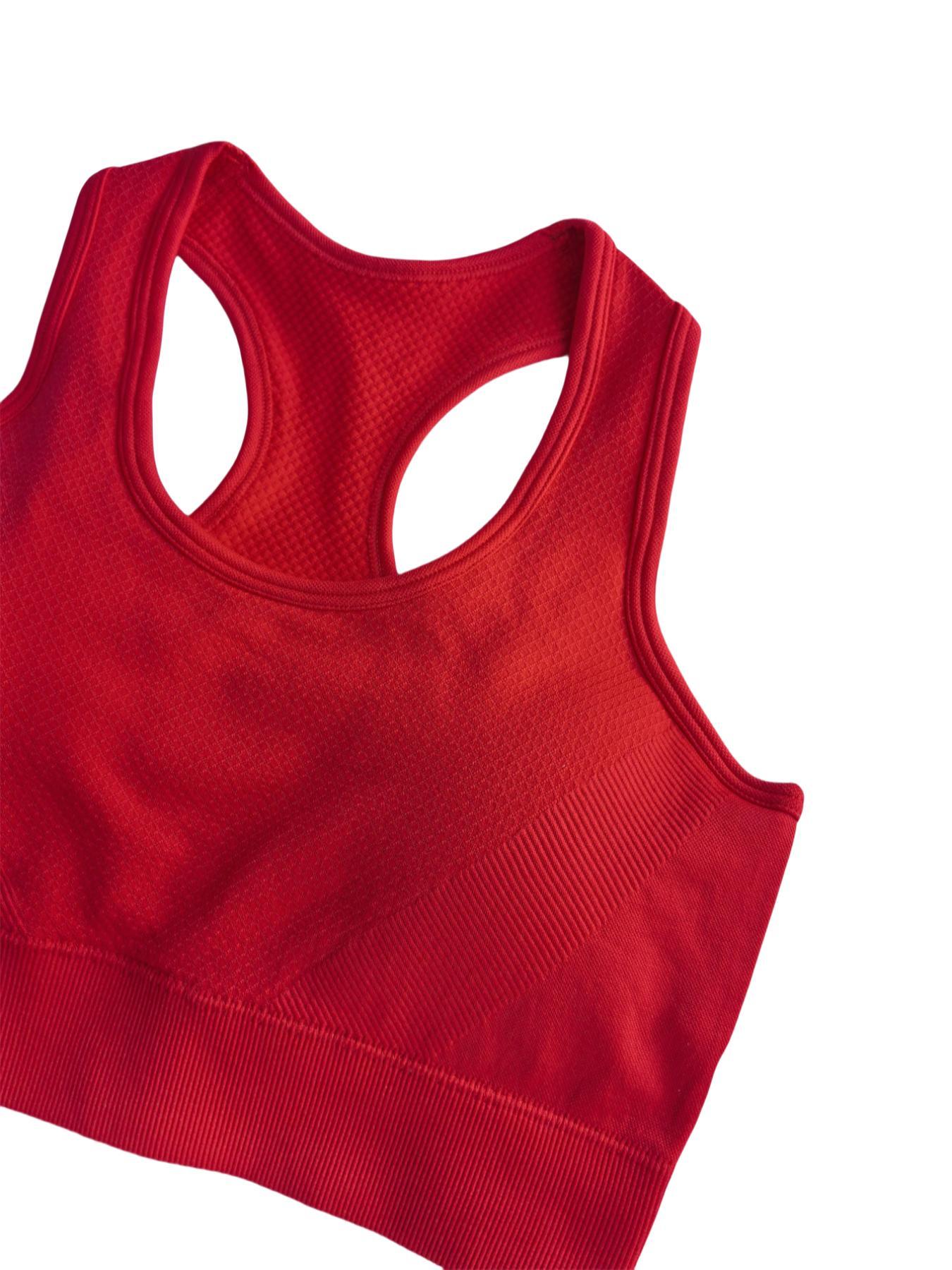 Women's Solid Scoop Neck Tracksuit Set, Sporty Brathable Seamless Crop Tank Top & Skinny Shorts Outfits for Yoga Gym Workout Running, Ladies Sportswear