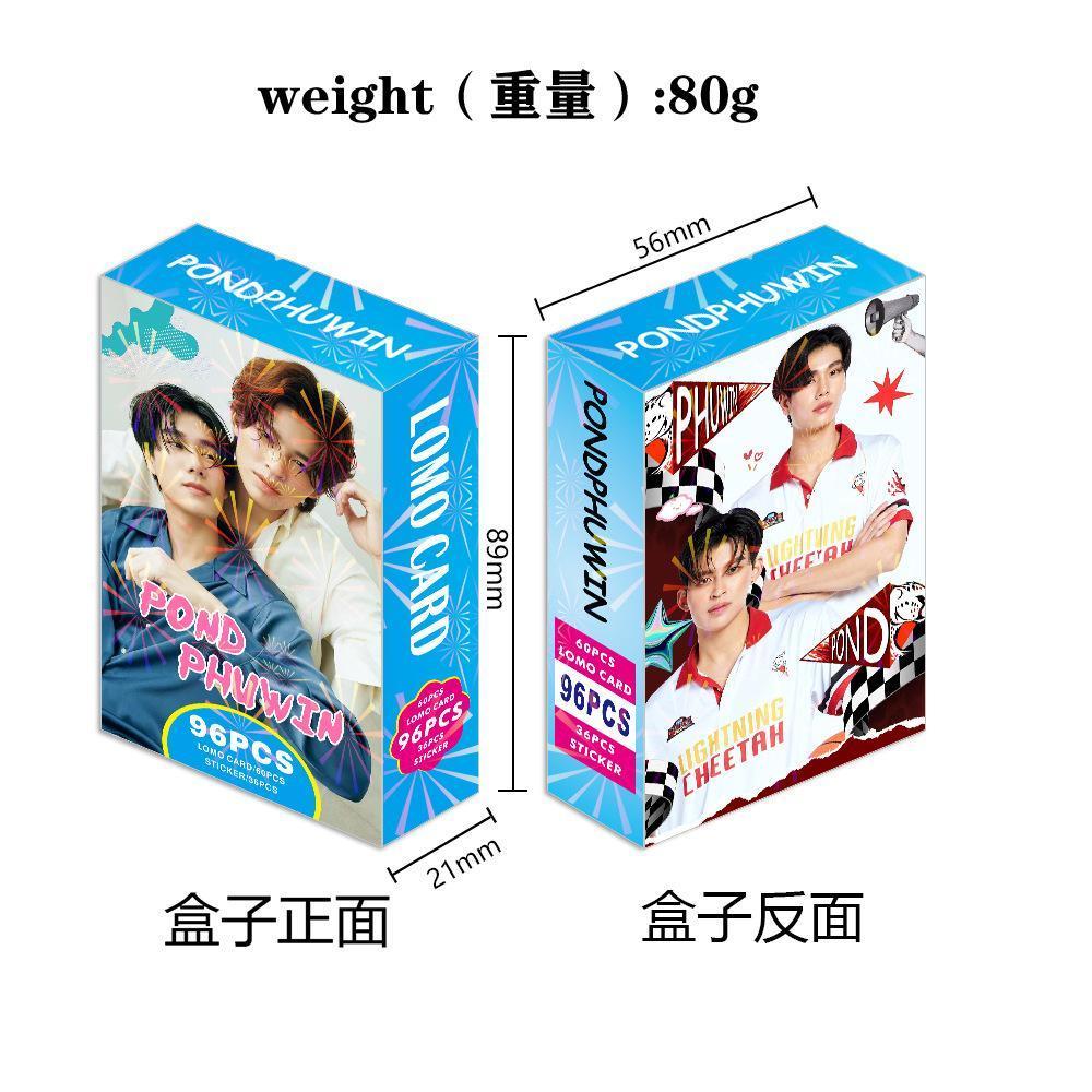 96 Pcs/Set Thailand Star PondPhuwin Laser Lomo Card Pond&Phuwin Characters  Photocard With Stickers Fans Collection cosplay gift