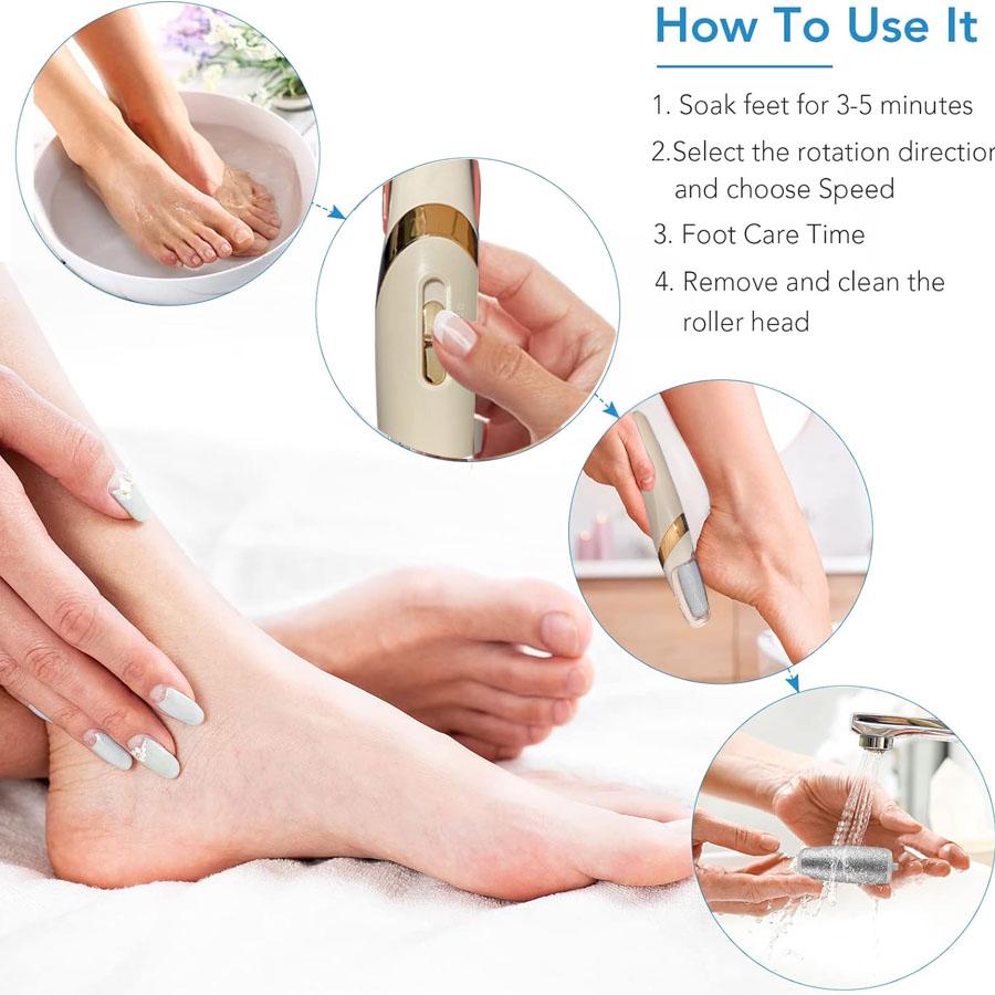 Rechargeable Electric Foot Callus Remover, 2 Adjustable Levels Foot File with Washable Grinding Head & Light, Cordless Nail File, Professional Pedicure Tool for Daily Use, Body Care Products, Foot Dead Skin Remover, Foot Callus Remover, DIY Manicure