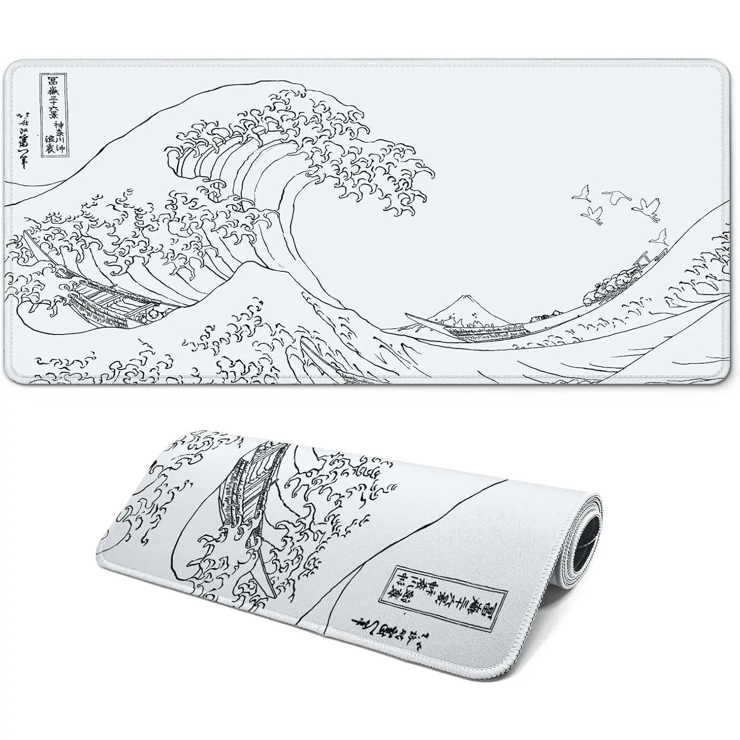 Gaming Mouse Pad for Gamers, 31.5x11.8in (3mm/0.12 inches) Large Synthetic Long Keyboard Mat with Stitched Edges, Non-Slip Base, Washable Design, Smooth Glide & Peel Prevention (Grey White Wave), 31.5 X 11.8 Inches