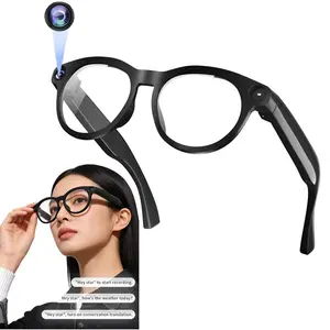Smart Glasses with Video,  8MP Camera, 1080P Video Recording, 4GB Memory, 290Mah Battery,AI Real Time Translation, Video Call Translation,Build-in Mic & Speakers, Bluetooth Calling, Music Control , 2 Lenses Total (Transparent +Black)
