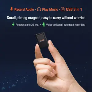 Ultra-Thin Lightweight Smart Recorder, Only 15g, Strong Magnetic Adhesion, 30h Battery Life, Mp3 Player, USB Drive, Ideal for Meetings/learning