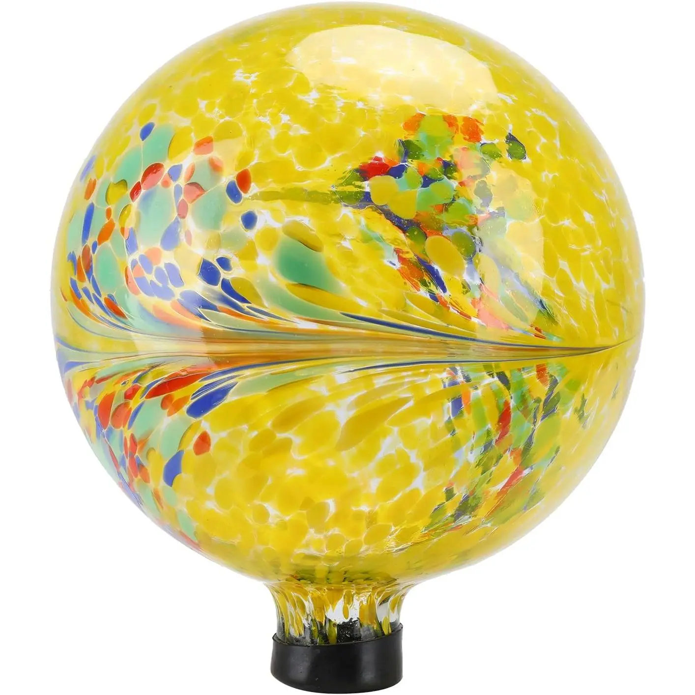 10 Inch Gazing Ball Glass Reflective Garden Globe Outdoor Gazing Globe Yard Ornament for Garden Yard Home Outdoor Decoration Yellow, NOT Solar