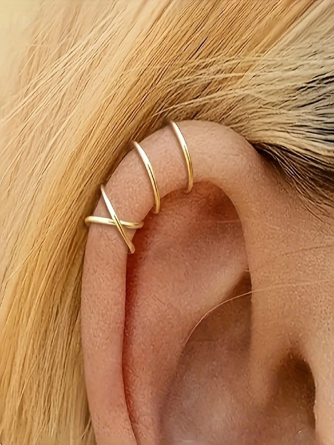 2 Pairs Ear Cuffs, Minimalist Dual Layer Trendy Design, No Piercing Earrings, Non Pierced Earrings, Couple Jewelry, Unisex Fashion Accessories