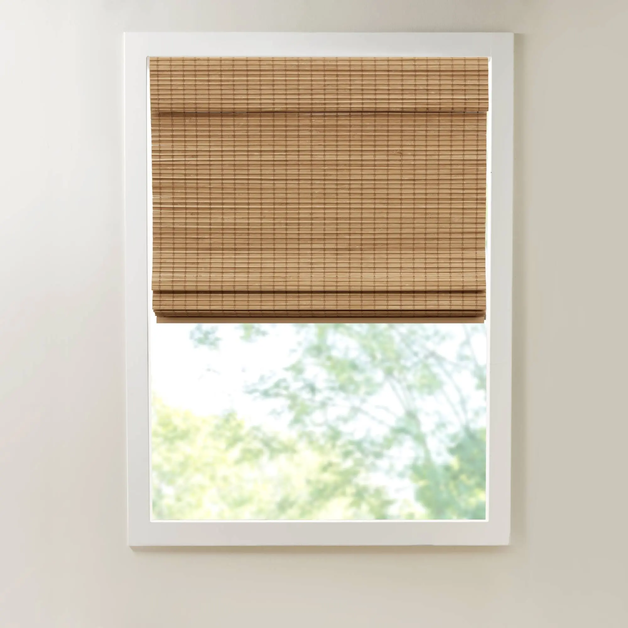 ARCH 33x64 in Cordless Pull-Down Bamboo Roman Shade - Light Filtering Natural Woven Roll-Up Window Blind for Living Room, Bedroom - Easy Install Home Furniture & Household Product