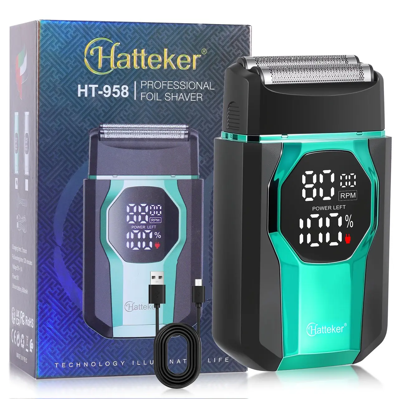 Men's Electric Shaver, Adjustable Speed, Battery Life Indicator, Fast Charging Via USB-C, Portable Travel Razor