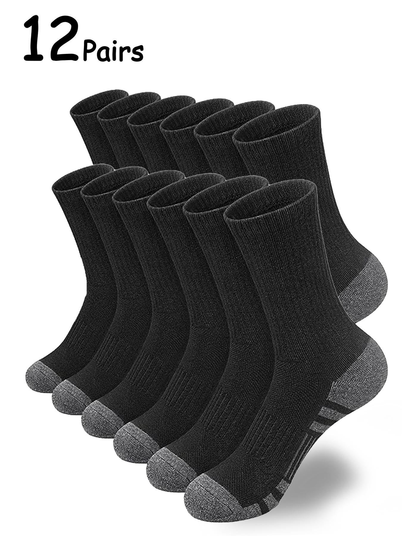 Men's 12 Pairs Colorblock Crew Socks, Casual Moisture Wicking Mid-calf Tube Socks, Soft Comfy Breathable Hosiery for All Seasons Daily Wear