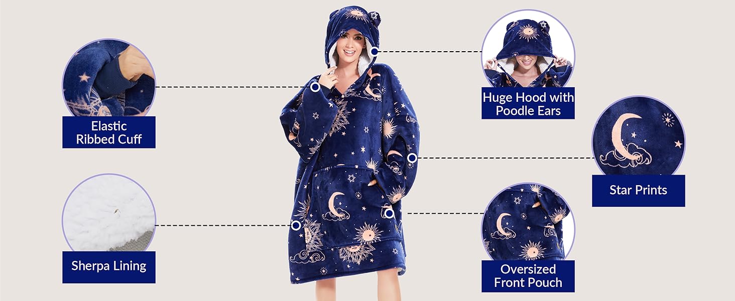 Wearable Blanket Hoodie with Slipper Socks Set, Oversized Blanket Sweatshirt Hoodie for Men Kids, One Size Fits All (Sloth)