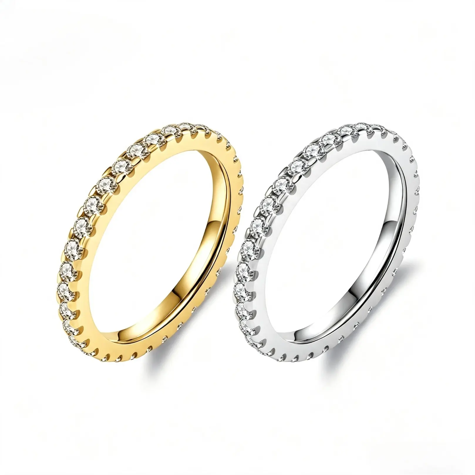 High Clarity Synthetic Moissanite Eternity Stackable Band, Elegant Timeless Wedding Ring, Versatile Jewelry, Ideal Birthday, Mother’s Day And Wedding Gift For Women And Men