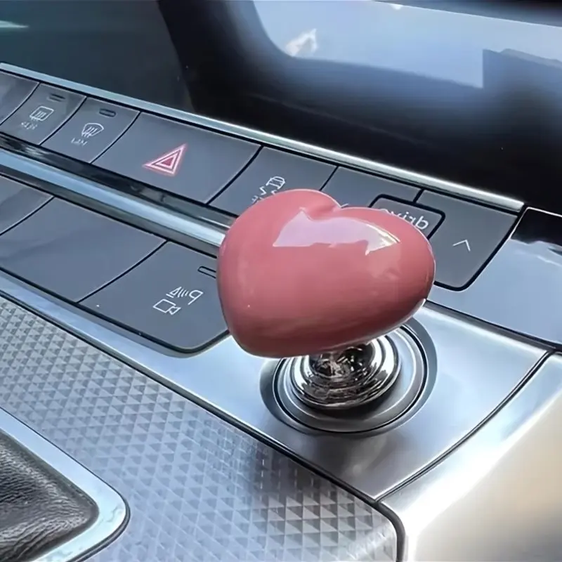 Trendy Heart Design Button Cover, Ceramic Metal Texture, Unique Car Interior Decor, One-Click Start Button Decoration, Automotive Accessories