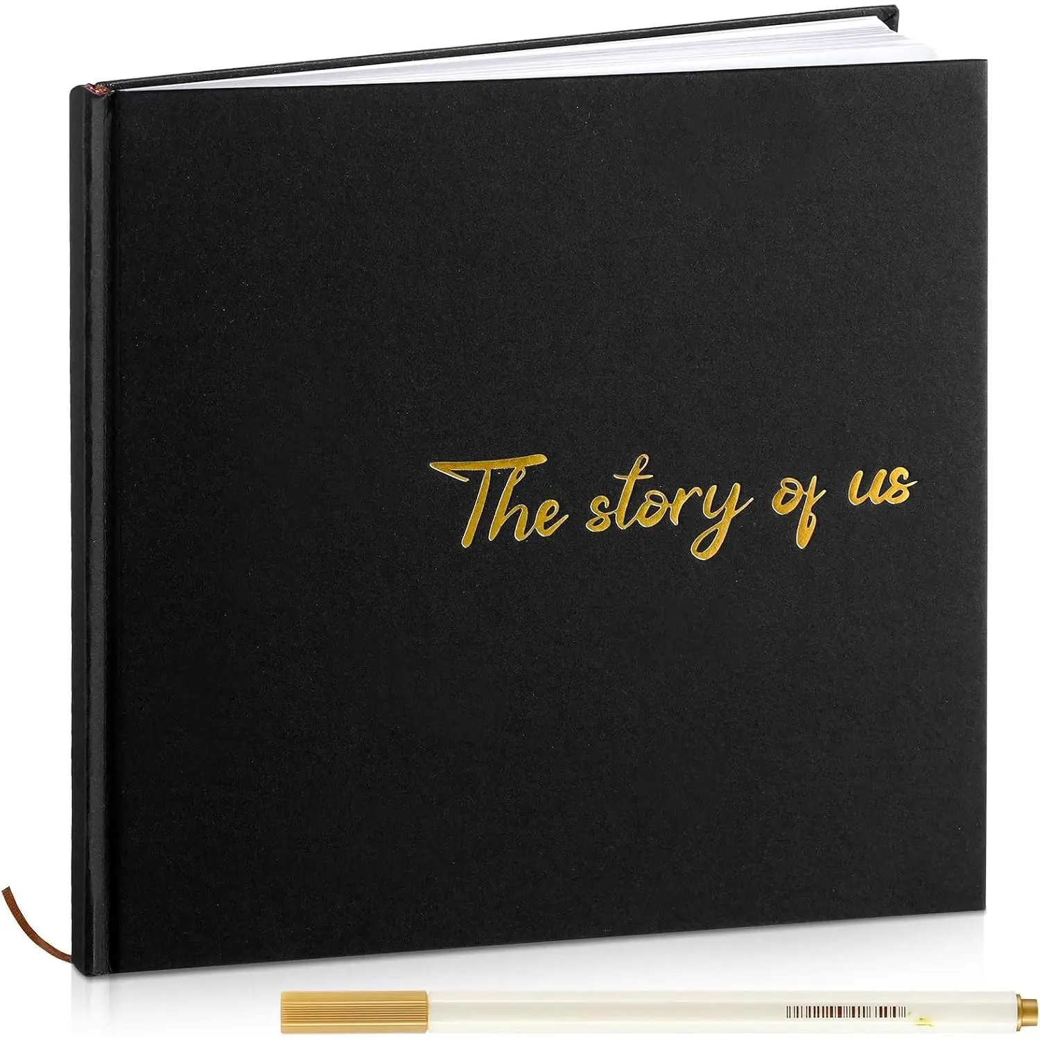Hardcover Couples Theme Photo Album Book, 144 Pages, 8.7x8.7in Memory Book, Valentine/Wedding Anniversary Gift Scrapbook Journal with 2 Black Markers
