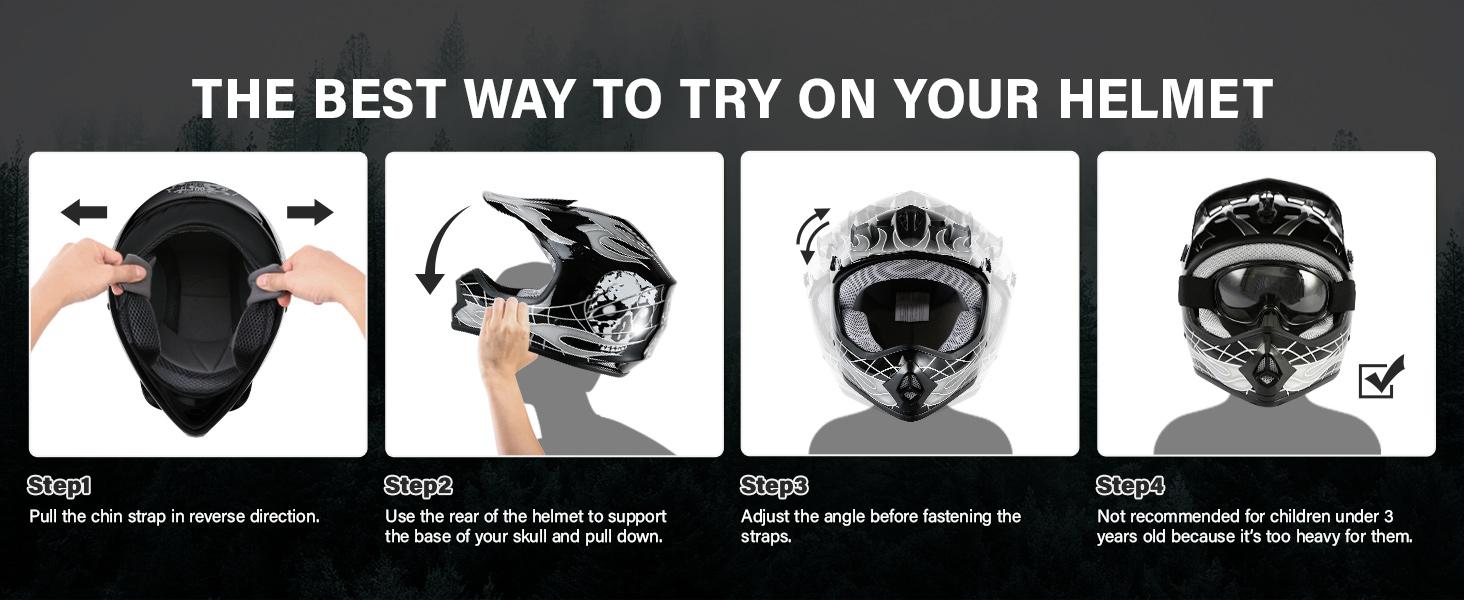 Youth Motorcycle Four Wheeler Riding Racing Helmets Motocross ATV Helmets Offroad Street Dirt Bike Go-Kart BMX MX Full Face Helmet Red Spider Samll Size