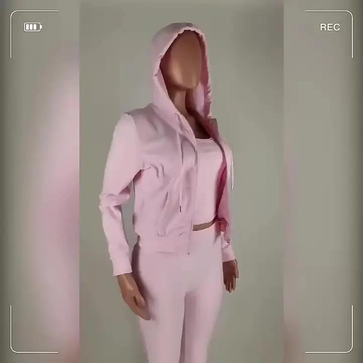 Women Thick Fleece 3 Piece  Sweatpants & Vest & Hoodies Jackets  Fall Winter Jogger Luxury Outfit Sweatsuit Tracksuits Set Athletic Style Activewear High Waist Sports233