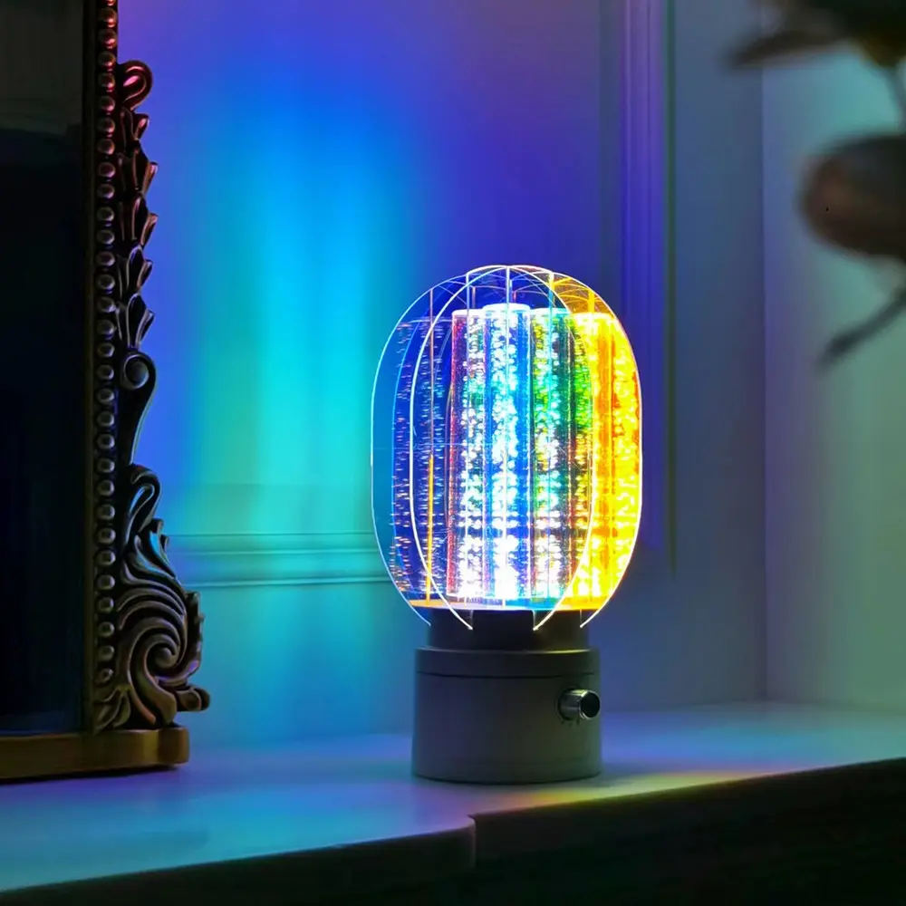 RGB Color-Changing Bubble Crystal Table Lamp, LED Rainbow Atmosphere Night Light, Bedroom Party Desk Decor, Home Gift