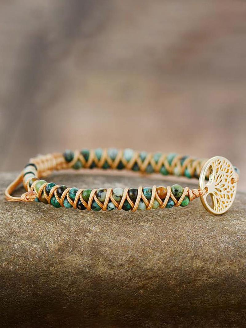 Boho Style Tree Design Beaded Bracelet, Vintage Trendy Beaded Bracelet, Fashionable Jewelry for Women & Men, Trendy All-match & Exquisite Jewelry for Birthday Gift, Stackable Bracelets