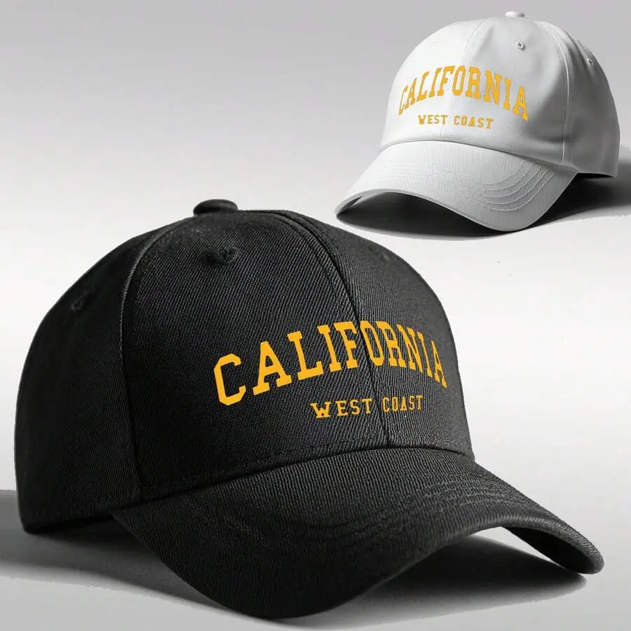 Maoqing Unisex California Print Dad Cap - Adjustable Buckle Snapback, Curved Brim Visor, All-Seasons UV Protection, Flexible Breathable Lightweight, Hand Wash Only, for Sports & Everyday Wear