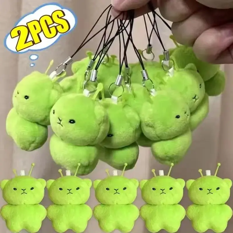 Mini Green Alien Cat Plush Keychains Furry Pendant For Couples Cute Cartoon Handbag Backpacks Key Chain Decor Gifts