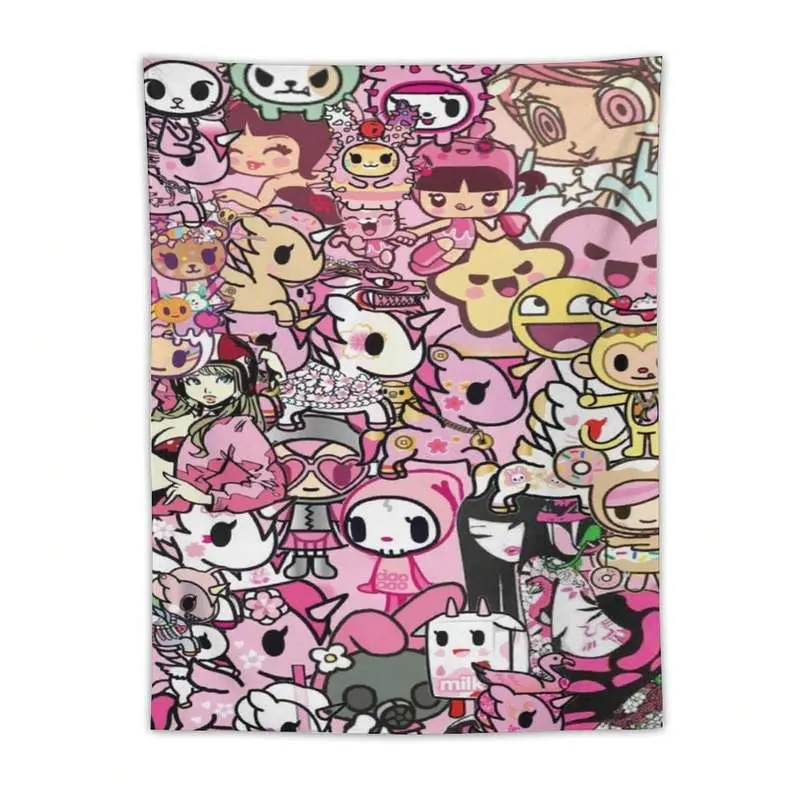 1PC Tokidokis Decorative Tapestry Wall Hanging Home Decoration Wall Blanket Dormitory Living Room Bedroom Background Wall Poster Ideal Pink Gift Comes With Free Installation Package