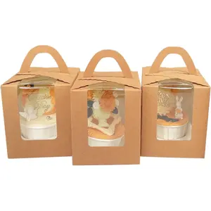 Auto-pop up Individual Cupcake Boxes with Window, 25 Count Brown Single Cupcake Box, 3.7 x 3.7 x 4.3inch Cupcake Carrier