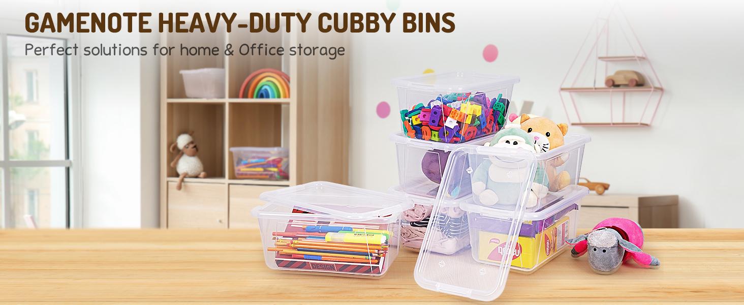 GAMENOTE Clear Plastic Storage Bins with Lids,Stackable Containers for Classroom,Toy Storage Organizer, 5 Qt 12 Pack Small Tubs,Tote Box for Kids Playroom,Sorting(12×7.2×5.1 in)