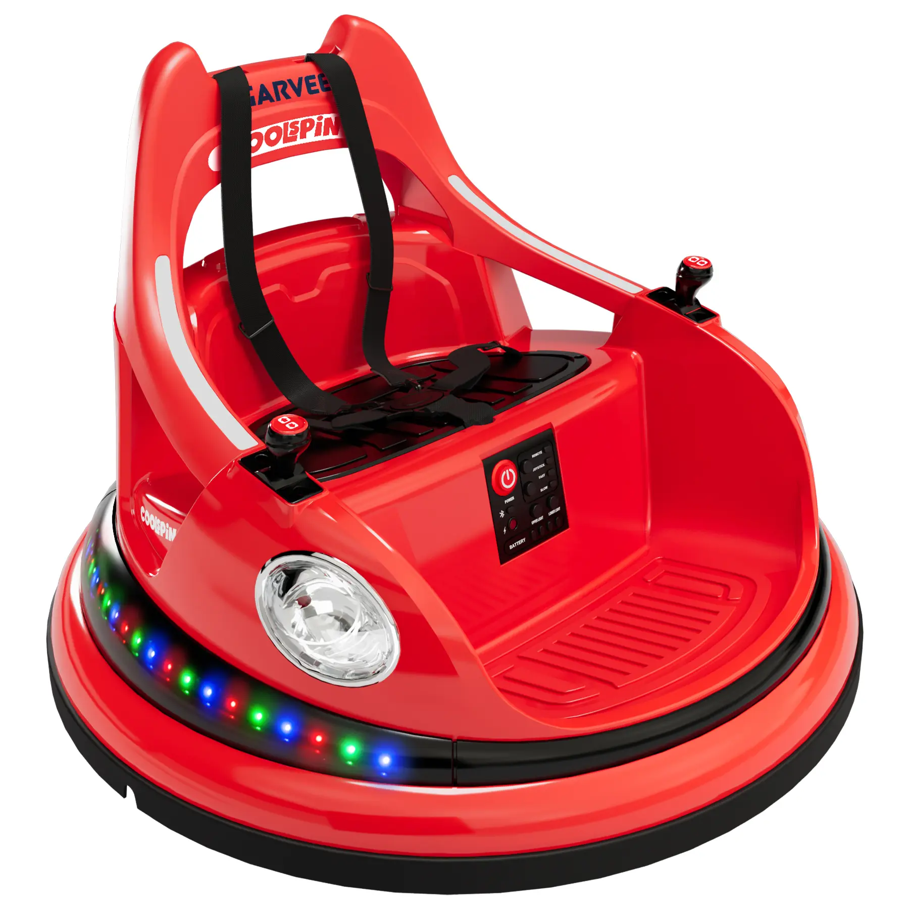 360° Rotating Bumper Car, 12V Bumper Car for Kids with 2.4G Remote Control, Colorful Lights and Music, 5-Point Harness, 2 Speed ​​Modes, Soft Bumper, Ages 3+