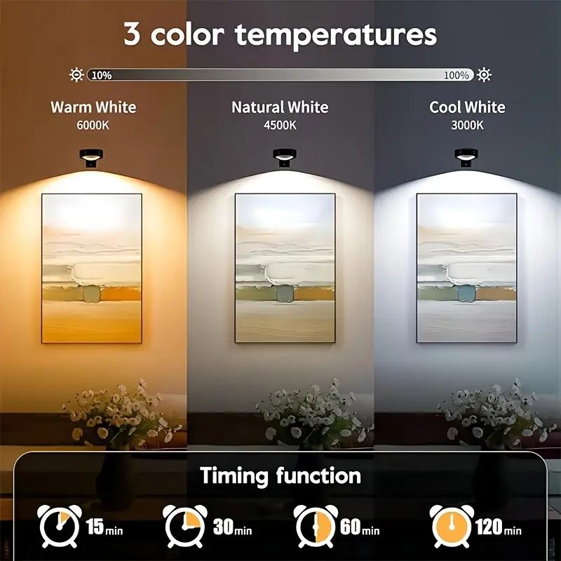 3pcs wall mounted magnetic smart display light, Indoor decorative light, 3 colors adjustable with timer home decoration puck light, LED under cabinet light, remote control + push lampshade dual control, for office wardrobe display cabinet decoration