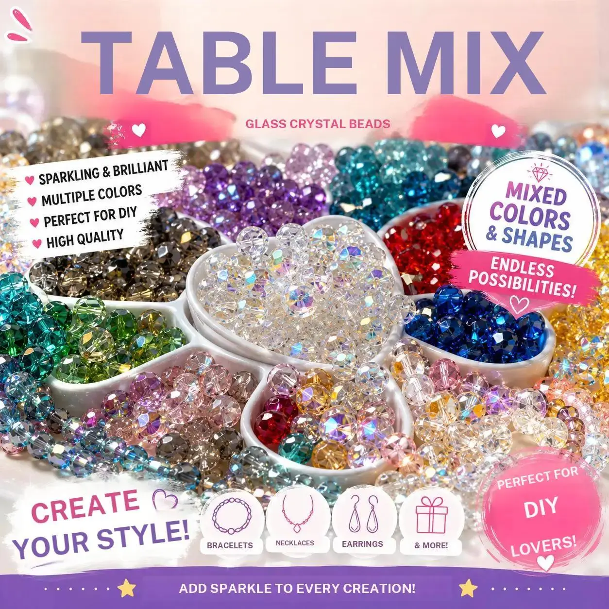 DiySoSo Table Treasures galss beads MIX (Live only)