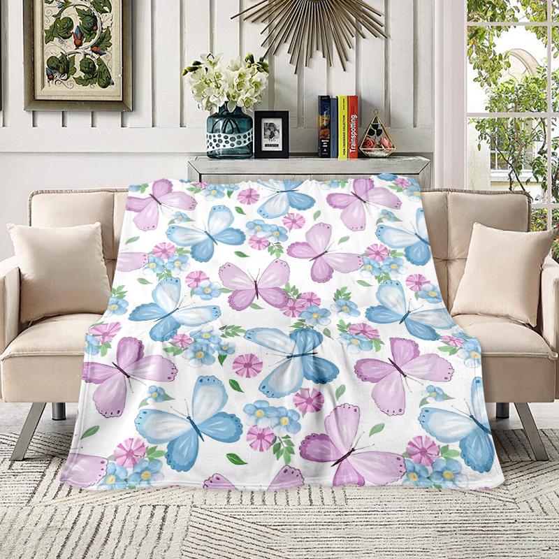 Viral Pastel Butterfly Watercolor Blanket Taking Over TikTok! Realistic Floral & Butterfly Design Fleece Throw, Printed In USA