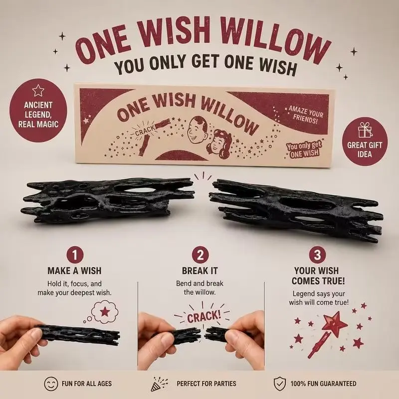 One Wish Willow Stick Novelty, Breakable Branch with Gift Box, Retro Magic Wish Stick, Fun Prank Toy, Party Game Prop, Unique Gag Gift