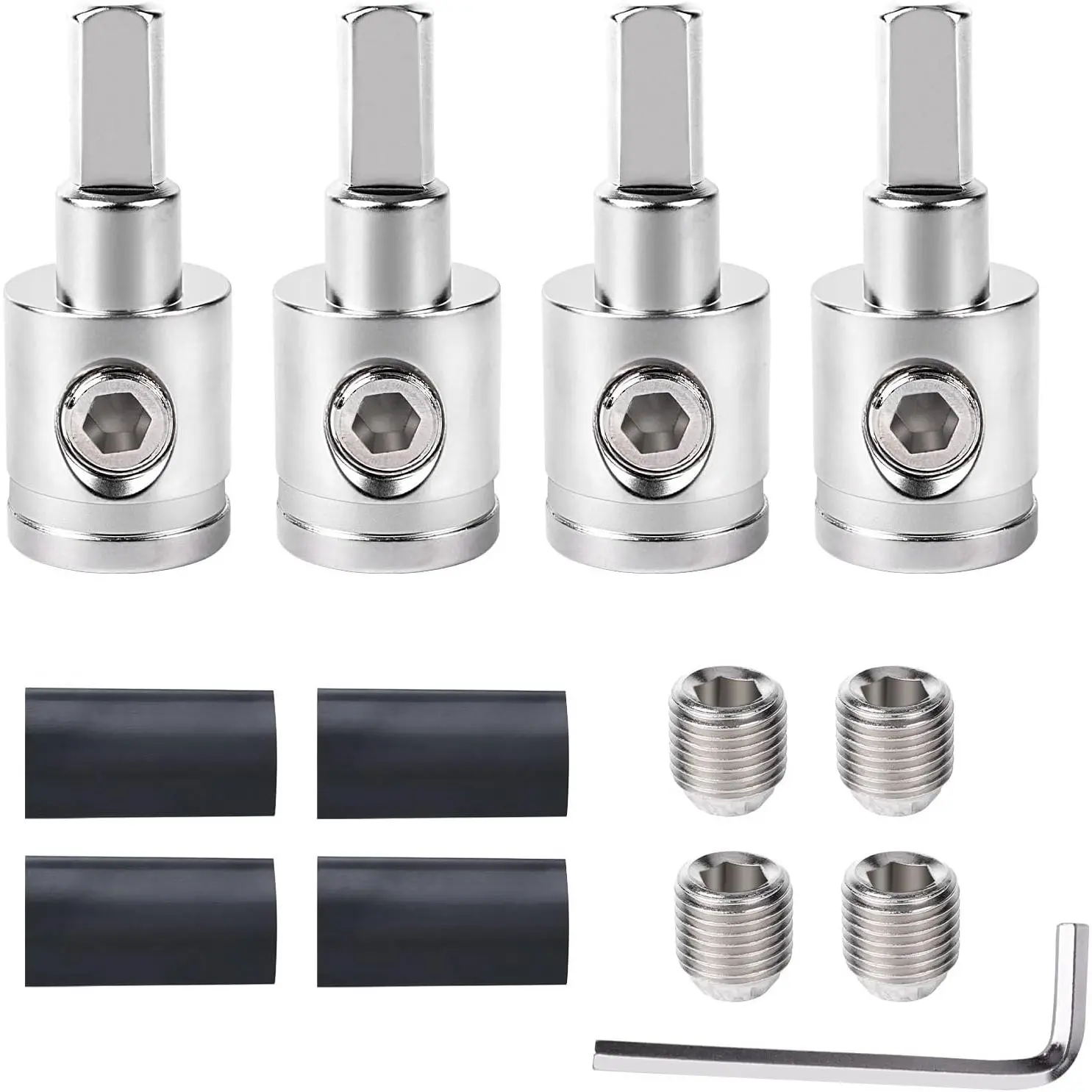 GJANSH 4PCS Heavy-Duty Car Stereo Audio Wire Reducer - 0 Gauge to 4 Gauge for Amp Input, AWG Pin Power & Ground Connection, Fits Most Cars