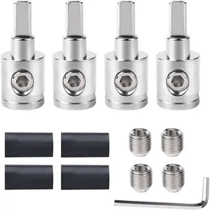 GJANSH 4PCS Heavy-Duty Car Stereo Audio Wire Reducer - 0 Gauge to 4 Gauge for Amp Input, AWG Pin Power & Ground Connection, Fits Most Cars