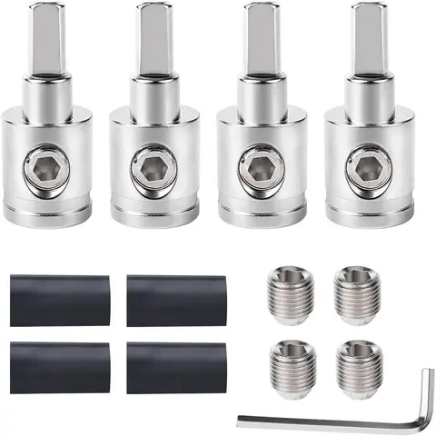 GJANSH 4PCS Heavy-Duty Car Stereo Audio Wire Reducer - 0 Gauge to 4 Gauge for Amp Input, AWG Pin Power & Ground Connection, Fits Most Cars