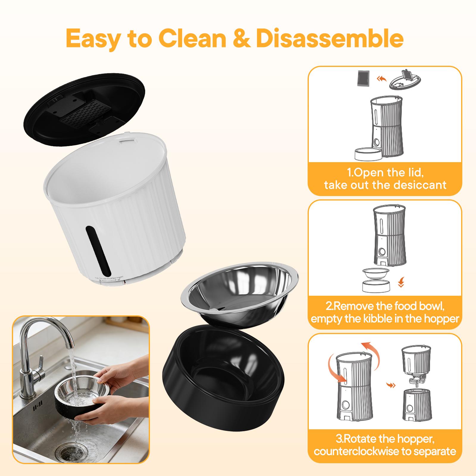 Automatic Cat Feeder with APP Control - 10s Voice Recorder, Dual Power & WiFi, 16.9 Cup Capacity for Small Pets