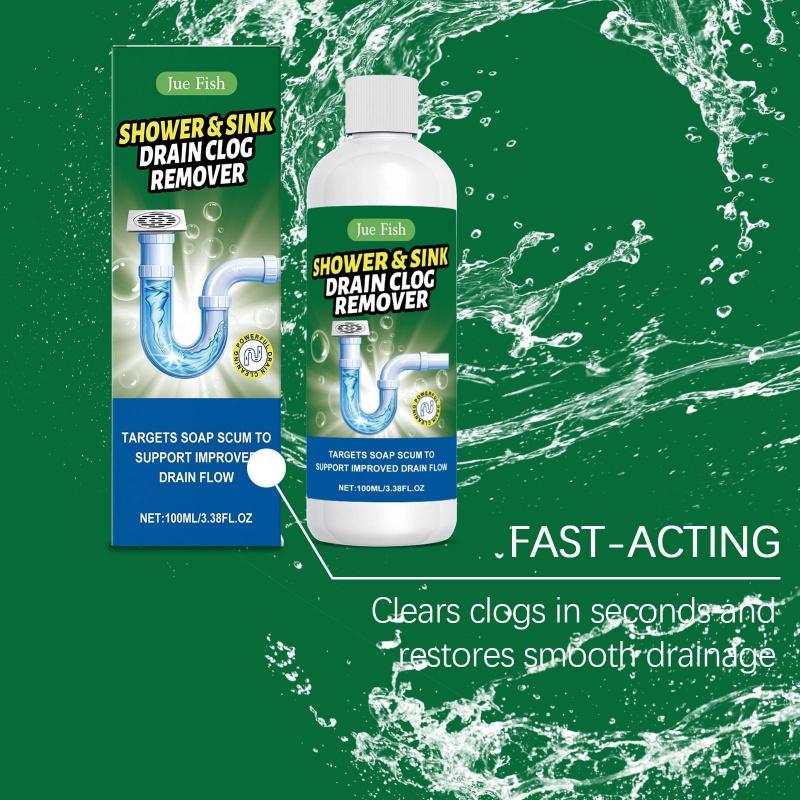 Powerful Drain Cleaner & Plunger Kit for Kitchen Sink & Shower, Hair & Grease Clog Remover, Effective & Safe Drain Unclogger for Home Use