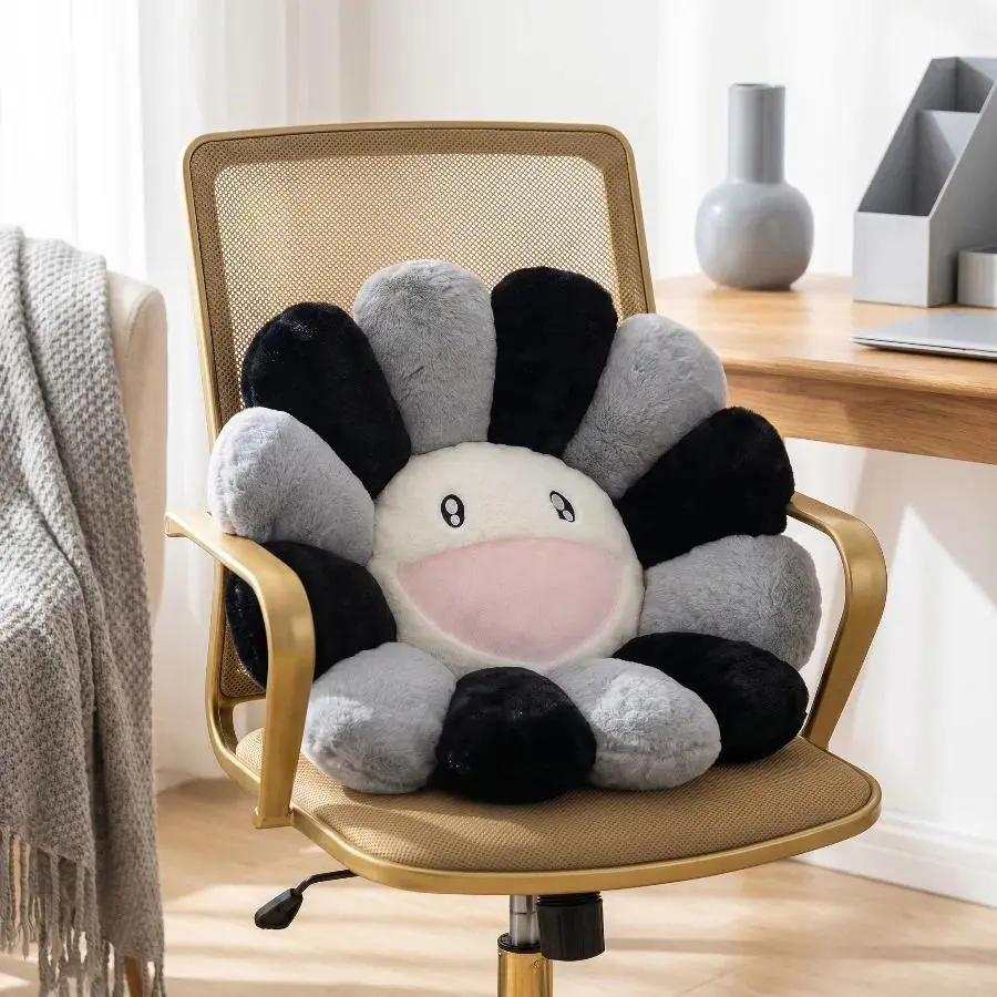 Kawaii Sunflower Stuffed Cushion Doll Flower Cute Smile Rainbow Sunflower Decorative Pillow Plush Toy Office Back Cushion Gift