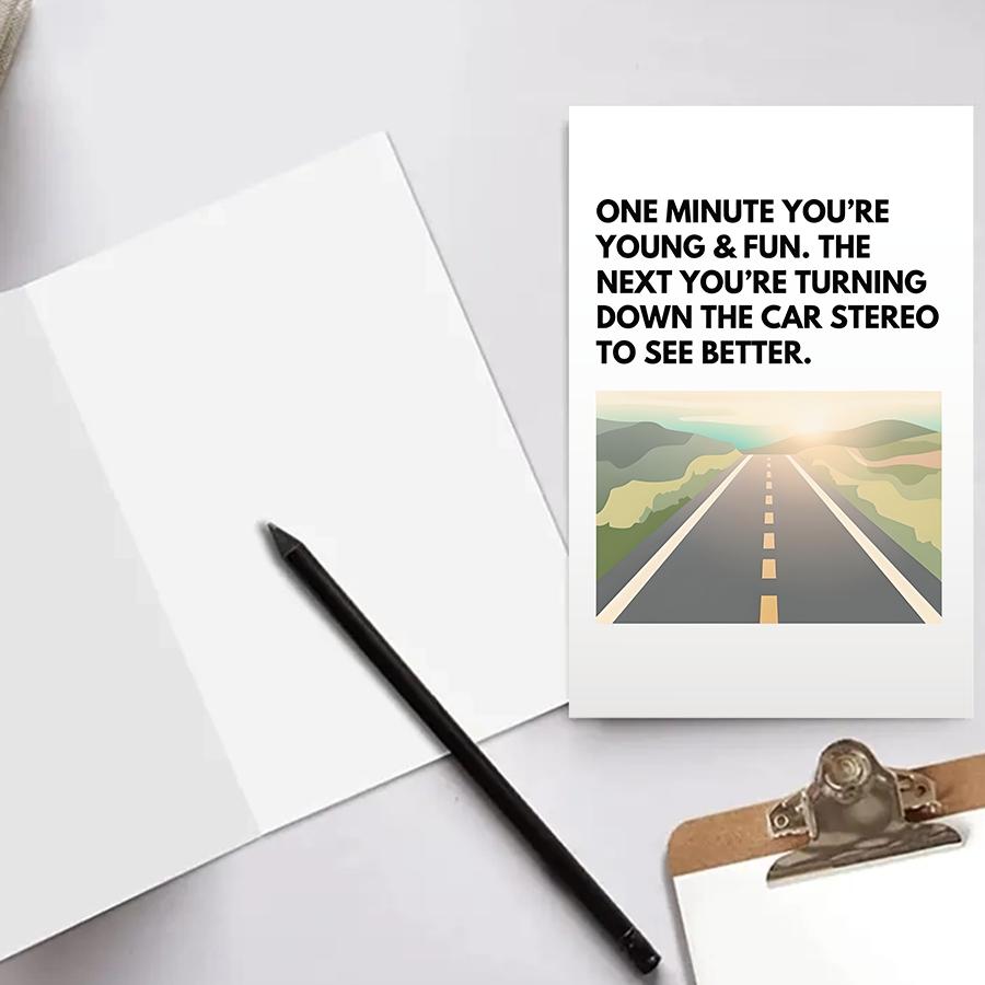 Funny Birthday Card with Envelope, Positive Message Card, 1/3/5 Counts Road Pattern Greeting Card, Birthday Gift for Friend & Family
