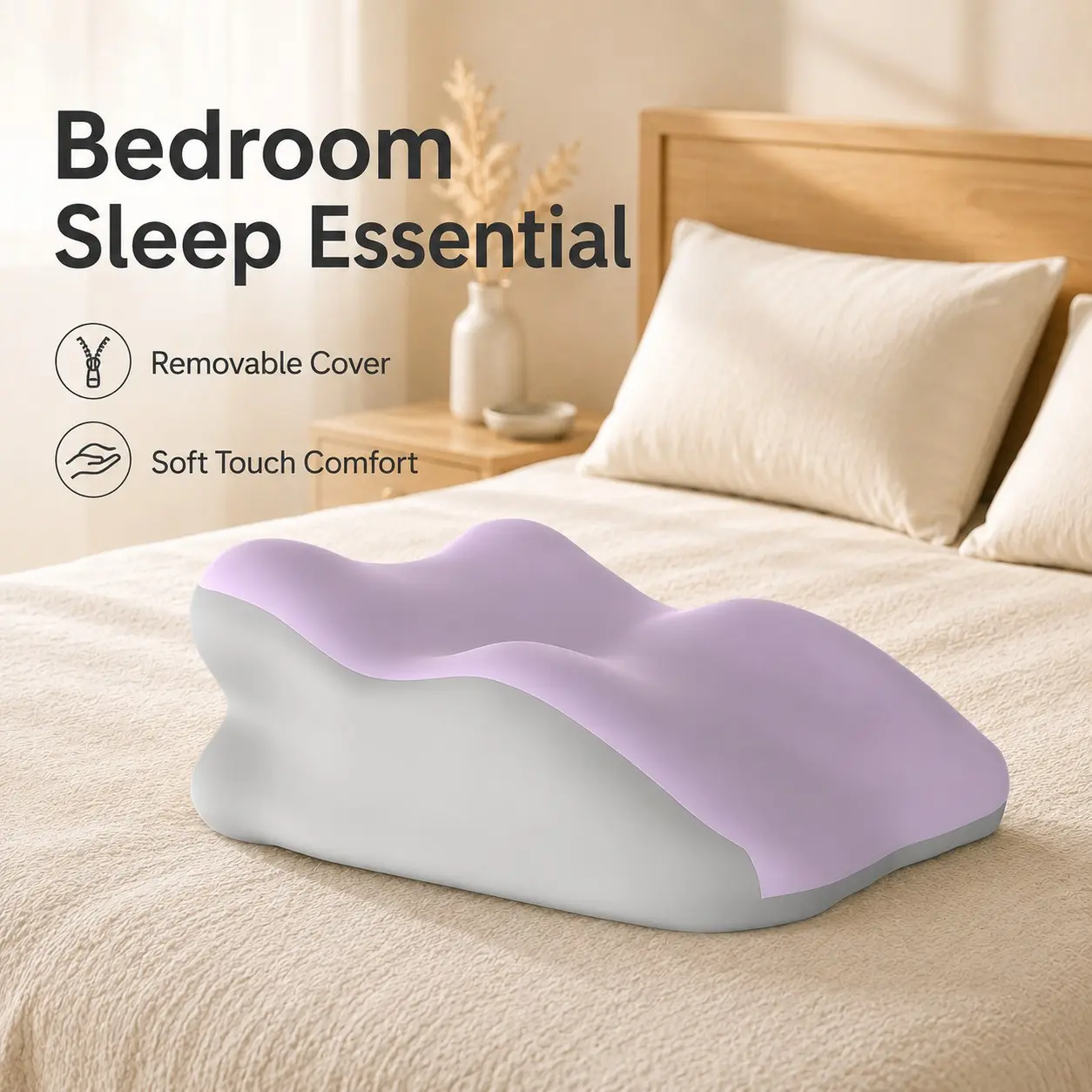 Multi-Scene Wedge Relaxation Pillow, Dense Memory Foam, Bed Sofa Use, Bed Backrest Cushion, Adjustable for Back Legs Neck, Washable Cover, Soft Home Cushion Wxz-26
