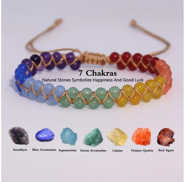 7 Chakras Natural Stone Beaded Bracelet for Women Men, Yoga Meditation Energy Balance Healing Crystal Lava Rock Diffuser Bracelet, Reiki Anxiety Relief Jewelry Gift