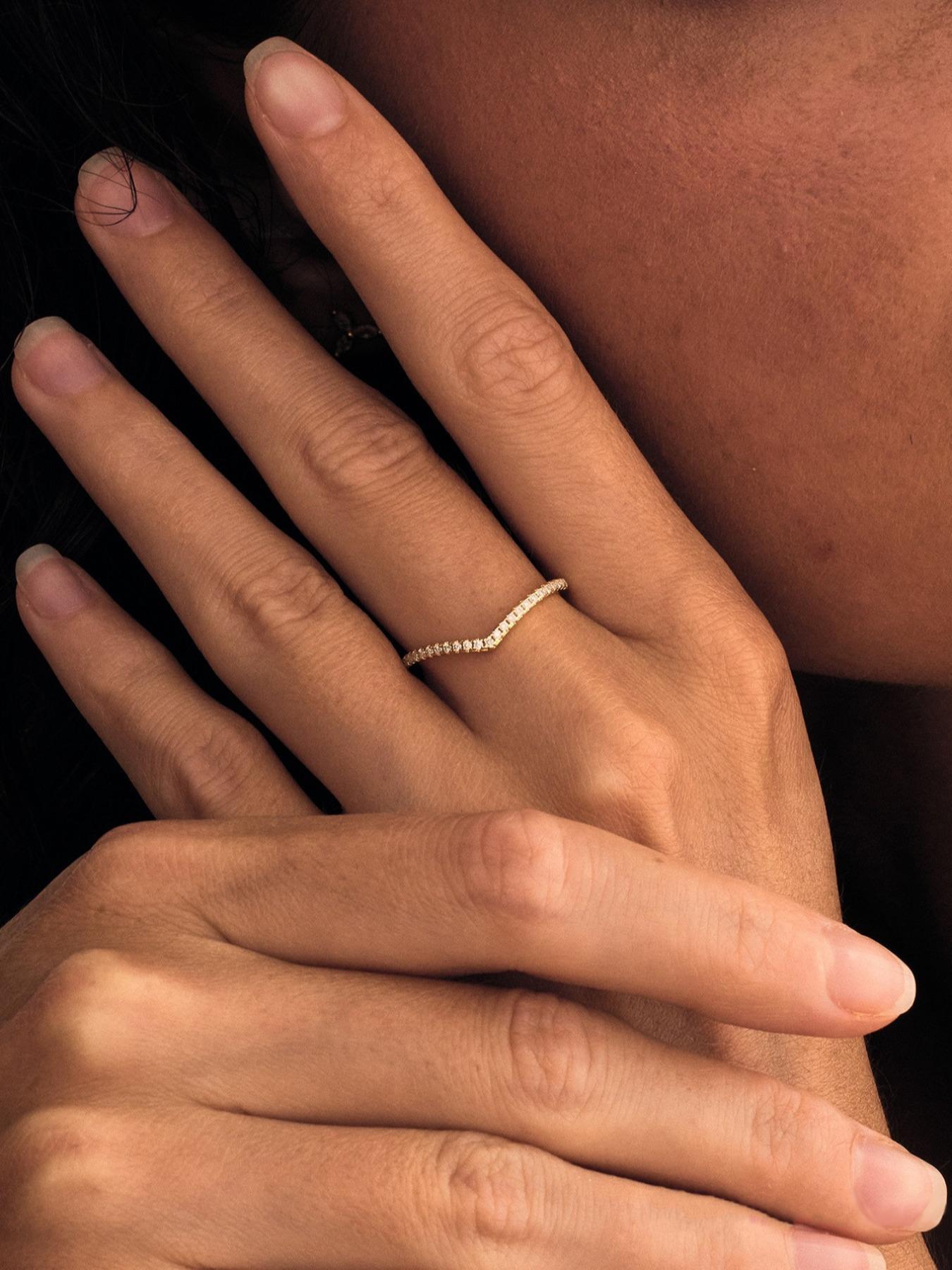 925 Sterling Silver Fashion V-shaped Artificial Zirconia Ring, Fashion Jewelry for Party, Daily Clothing Decor, Trendy All-match & Exquisite Jewelry for Birthday Gift