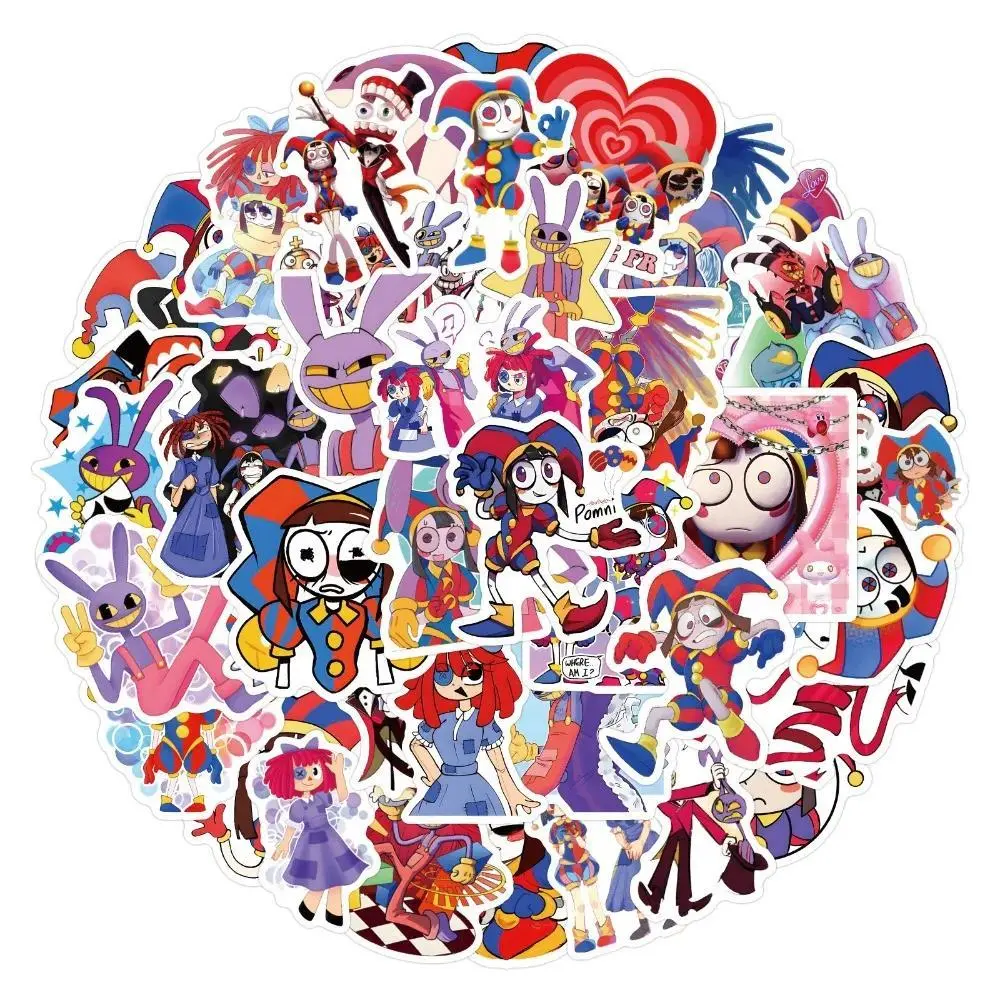 50pcs Magical Circus: AnimalCrackers Graffiti Stickers Luggage Water Cup Stationery Car Scooter Laptop Decoration DIY Decals