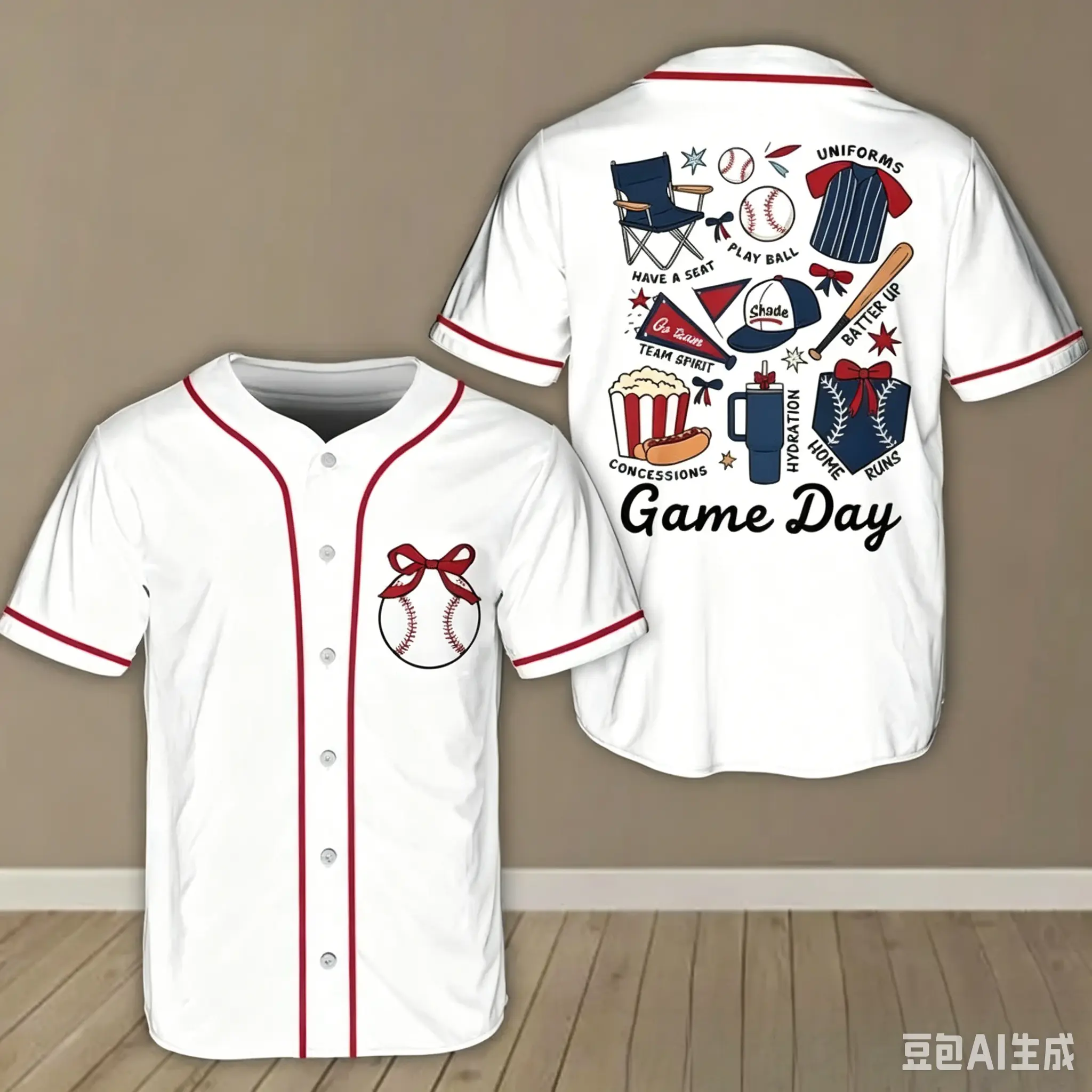 Men's V-Neck Game Day Baseball Jersey - S/2XL/3XL Sizes, Ideal Baseball Mom Gift with Mom Vibes (Professional Sports & Outdoor Clothing)