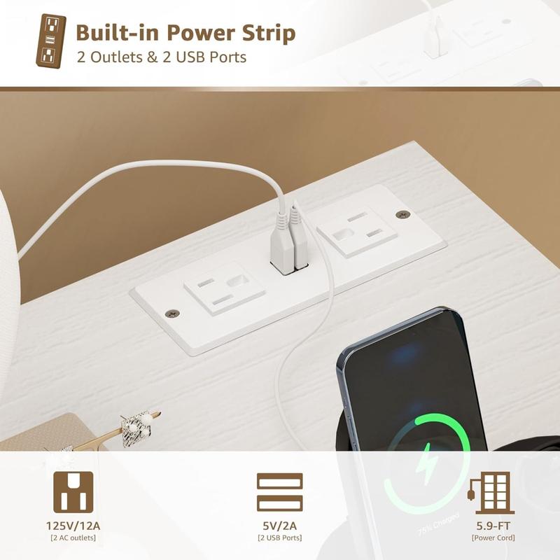 White Vanity Desk with Mirror and Light- Makeup Vanity Set Table with Chair, Storage, Lighted Mirror, 8 Large Fabric Drawers & Power Outlet, Dressing Table Vanities for Bedroom, Get Free Gift White Vanity Desk with Mirror and Light- Makeup Vanity Set Table with Chair, Storage, Lighted Mirror, 8 Large Fabric Drawers & Power Outlet, Dressing Table Vanities for Bedroom, Get Free Gift