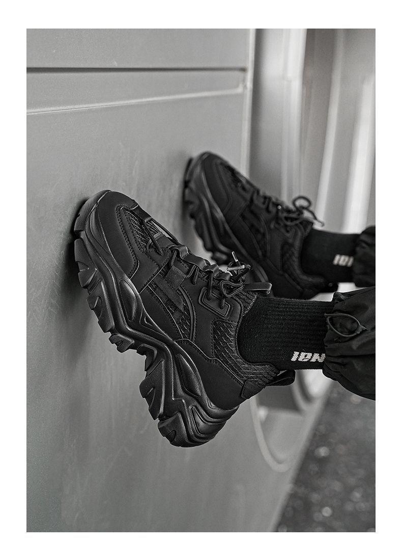 UYCEKK Men'S Lace-up Breathable Height-Increasing Casual Thick-Soled Dad Shoes|   and Fabric Upper, Rubber Sole, EVA Insole, Solid Color, Low Top, Suitable for All Seasons