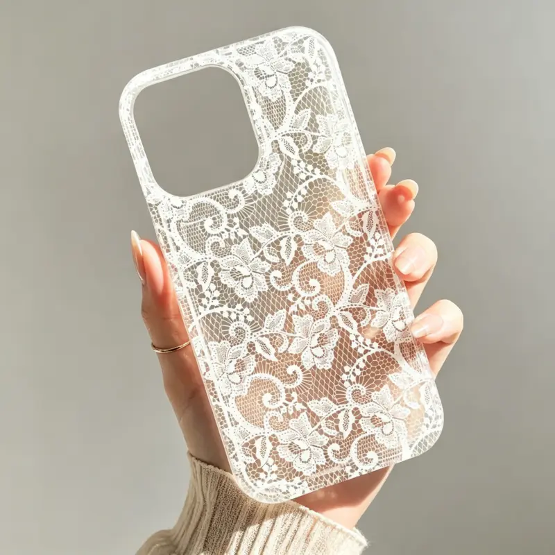 Romantic Lace TPU Smartphone Case - 2D Print (Not 3D/Real Lace), Anti-Slip Texture, Air Cushion Shockproof Protector, Fits iPhone 11-17 Pro Max Plus Air, Women's Elegant Daily Handheld Accessory, Ideal Engagement Gift for Devices