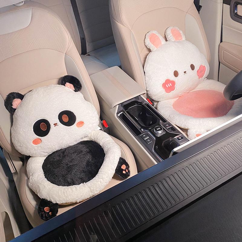 Plush Cartoon Panda/Rabbit Car Waist Neck Pillow Seat Cushion Sofa Office Rest Chair Pad Girl Women Lovers Car Interior Cute