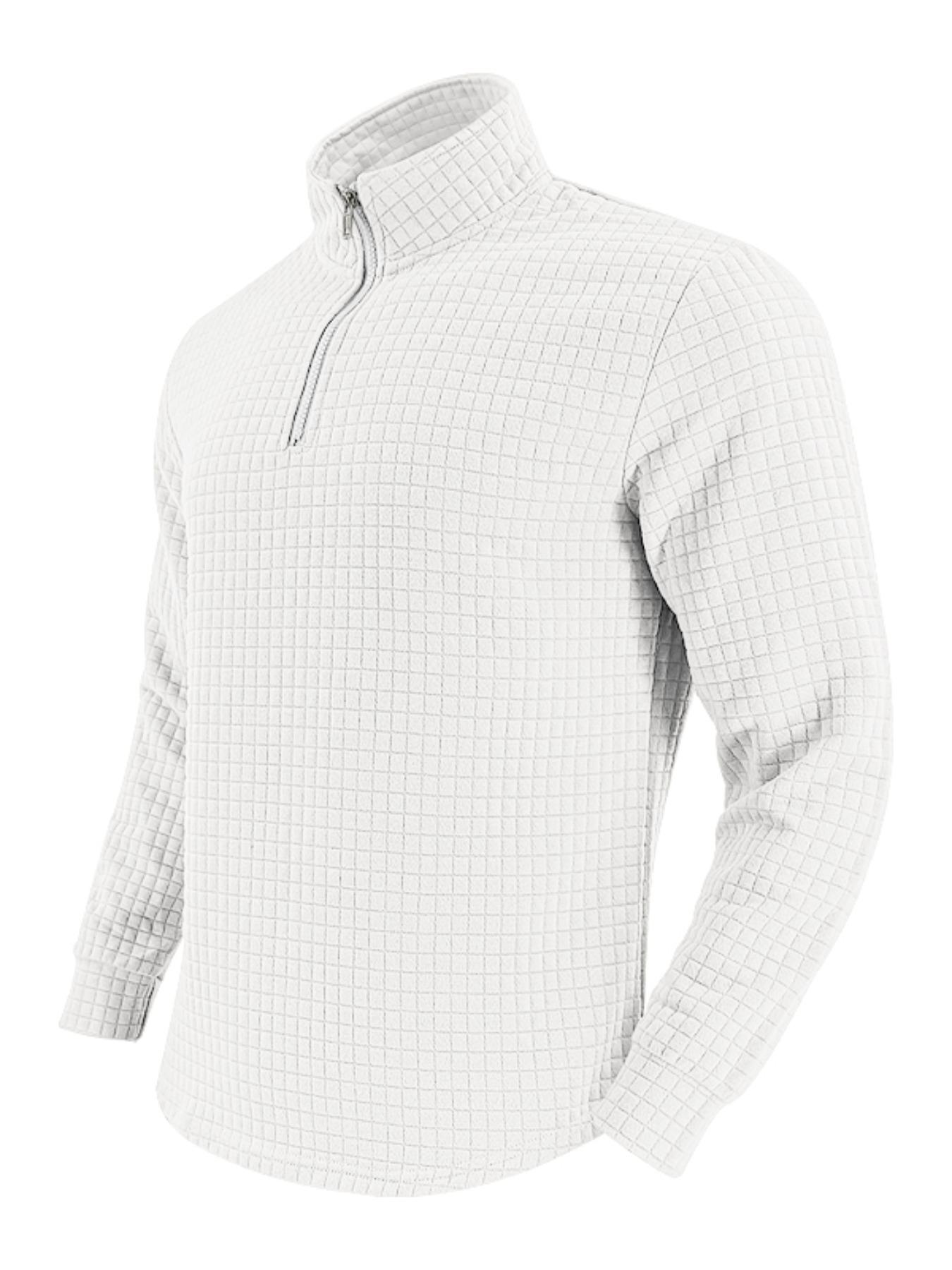 Men's Regular Fit Solid Zip Up Stand Collar Sweatshirt, Casual Long Sleeve Pullover for Spring & Fall, Fashion Men's Top for Daily Wear