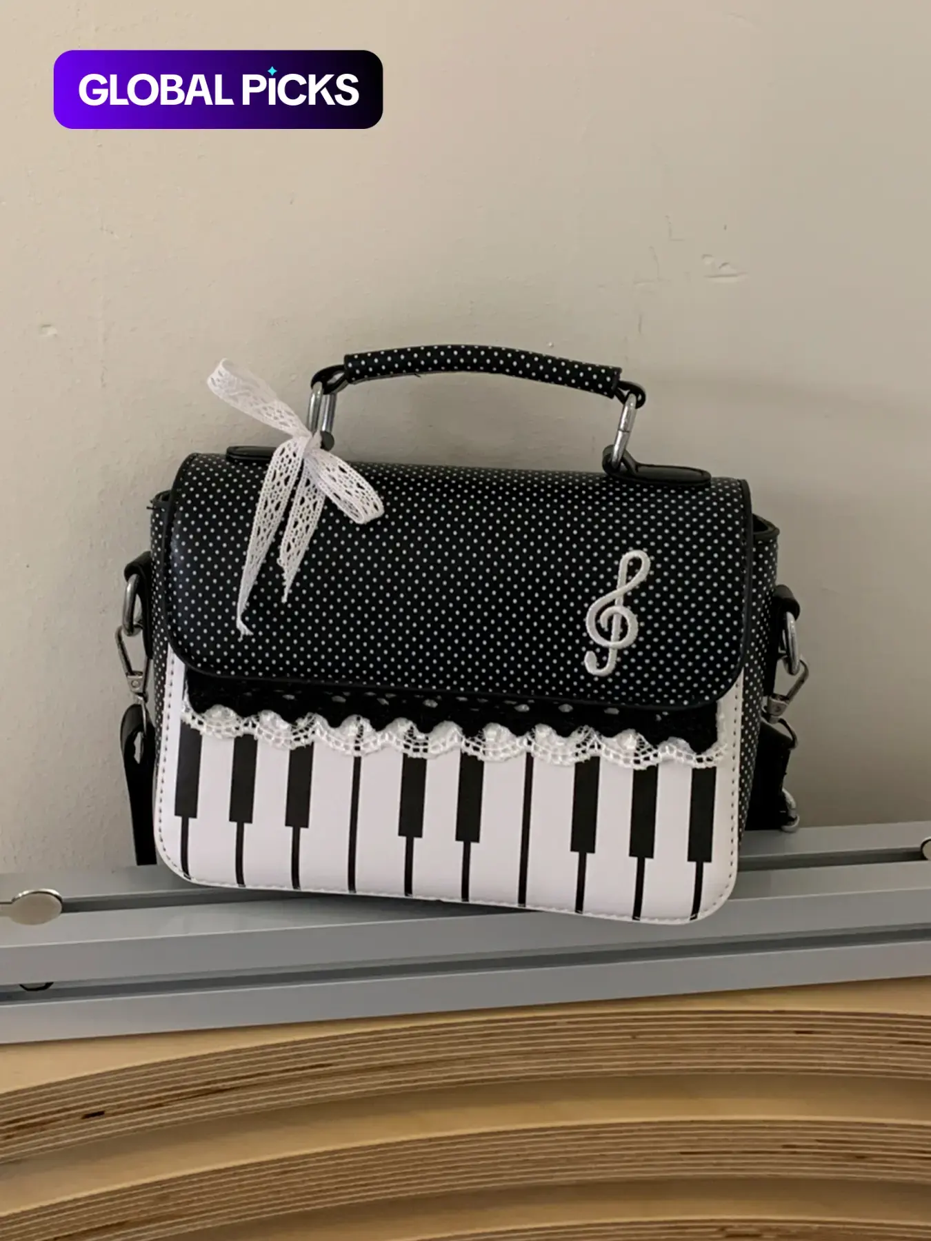 Music piano element package, Concert Purse, niche music theme one-shoulder messenger bag, simple casual portable design, versatile for daily commuting, Crossbody Bag, Casual Commuter Bag, Casual Fashion Bag