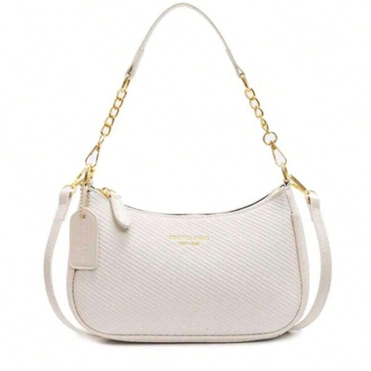 New Fashion Classic Wild Shoulder Bag Letter Pattern Decoration Design Solid Color Pu Waterproof Fabric Shoulder Crescent Bag Underarm Bag Handbag Suitable for Shopping, Outgoing